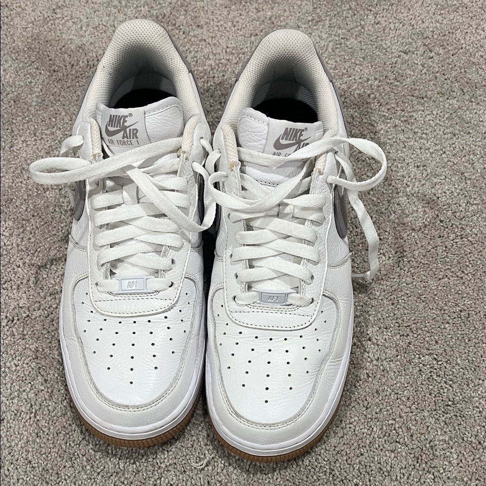 Nike Air Force 1 White and Gray Sneakers
